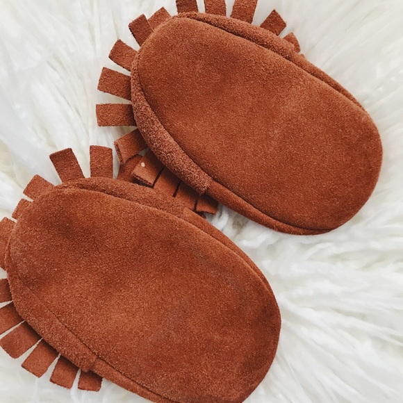 Genuine Suede Boho Baby Moccasins - Tan - Picture 2 of 2